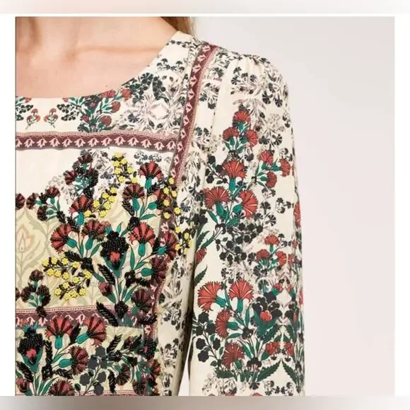 Anthropologie Bhanuni by Jyoti Far Fields Beaded Embellished Floral Midi 4P - Picture 2 of 11